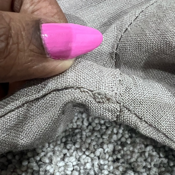 Modamalfi Made In Italy 100% Linen Button Front Shirt Dress Taupe Grey M/L - Picture 6 of 9